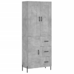 Credenza Grigio Cemento 69,5x34x180 cm in Legno Multistrato