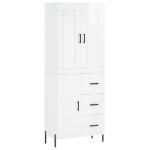 Credenza Bianco Lucido 69,5x34x180 cm in Legno Multistrato