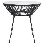 Tavolo da Pranzo per Giardino Nero Ø70x74 cm in Rattan e Vetro