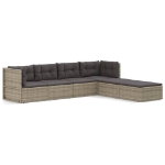 Set Divani da Giardino 6 pz con Cuscini in Polyrattan Grigio