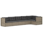 Set Divani da Giardino 6 pz con Cuscini in Polyrattan Grigio