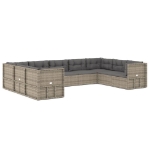 Set Divani da Giardino 9 pz con Cuscini in Polyrattan Grigio