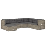 Set Divani da Giardino 7 pz con Cuscini in Polyrattan Grigio