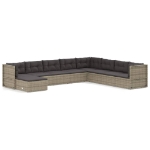 Set Divani da Giardino 9 pz con Cuscini in Polyrattan Grigio