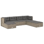 Set Divani da Giardino 7 pz con Cuscini in Polyrattan Grigio