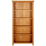 Libreria a 5 Ripiani 70x22x140 cm in Legno Massello di Rovere