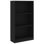 Libreria a 3 Ripiani Nera 60x24x109 cm in Legno Multistrato