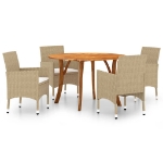 Set Mobili da Pranzo per Giardino 5 pz Beige