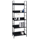 Scaffale Libri 5 Ripiani Nero 60x27,6x128,5cm Legno Multistrato