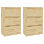 Comodini 2 pz 40x29,5x64 cm in Legno Massello di Pino