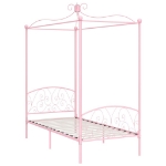 Letto a Baldacchino Rosa in Metallo 90x200 cm