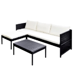 Set Divani da Giardino 3 pz con Cuscini in Polyrattan Nero