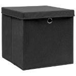 Contenitori con Coperchi 10 pz 28x28x28 cm Nero