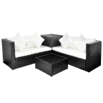 Set Divani da Giardino 4 pz con Cuscini in Polyrattan Nero