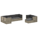 Set Divani da Giardino 8 pz con Cuscini in Polyrattan Grigio