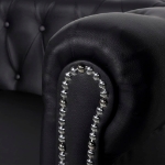 Divano Chesterfield a 2 Posti in Finta Pelle Nero