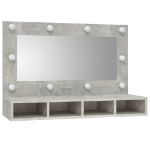 Mobile a Specchio con LED Grigio Cemento 90x31,5x62 cm