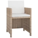 Set da Pranzo da Giardino 13 pz con Cuscini in Polyrattan Beige