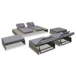 Set Divani da Giardino 5 pz con Cuscini in Polyrattan Grigio