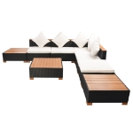 Set Divani da Giardino 8 pz con Cuscini in Polyrattan Nero