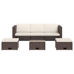 Set Divani da Giardino 4 pz con Cuscini in Polyrattan Marrone