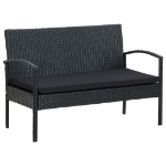 Set Divani da Giardino 4 pz con Cuscini in Polyrattan Nero