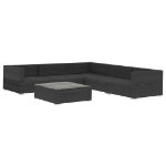 Set Divani da Giardino 6 pz con Cuscini in Polyrattan Nero