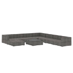 Set Divani da Giardino 9 pz con Cuscini in Polyrattan Grigio