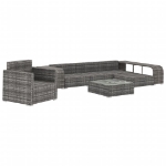 Set Divani da Giardino 8 pz con Cuscini in Polyrattan Grigio