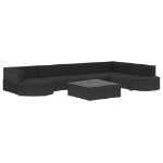 Set Divani da Giardino 8 pz con Cuscini in Polyrattan Nero