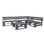 Set Salotto da Giardino 4 pz Pallet in Legno Grigio