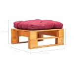 Divano da Giardino a Pallet e Cuscino Rosso Legno Marrone Miele