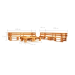 Set Divani da Giardino su Pallet 6 pz Marrone Miele in Legno