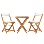 Set da Bistrò Pieghevole 3pz con Cuscini Legno Massello Acacia