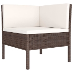 Set Divani da Giardino 4 pz con Cuscini in Polyrattan Marrone