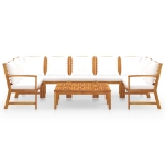 Set Divani da Giardino 9 pz con Cuscini Crema in Legno Acacia