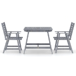 Set da Pranzo da Giardino 3 pz Legno Massello di Acacia Grigio