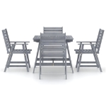 Set Pranzo da Giardino 5 pz in Legno Massello di Acacia Grigio