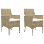 Set Bistrot da Giardino 3 pz Polyrattan e Vetro Temperato Beige