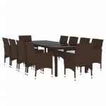 Set da Pranzo da Giardino 11 pz in Polyrattan Marrone