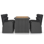 Set da Pranzo da Giardino 7 pz con Cuscini in Polyrattan Nero