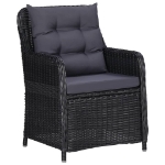 Set da Pranzo da Giardino 7 pz in Polyrattan Nero