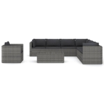 Set Divani da Giardino 9 pz con Cuscini in Polyrattan Grigio