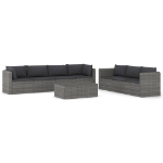 Set Divani da Giardino 8 pz con Cuscini in Polyrattan Grigio