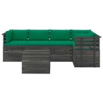 Set Divani da Giardino su Pallet 6 pz con Cuscini Massello Pino