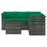 Set Divani da Giardino su Pallet 6 pz con Cuscini Massello Pino