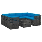 Set Divani da Giardino su Pallet 9 pz con Cuscini Massello Pino