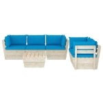 Set Divani da Giardino su Pallet 6 pz con Cuscini Legno Abete