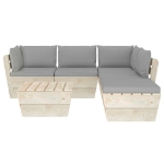 Set Divani da Giardino su Pallet 6 pz con Cuscini Legno Abete