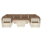 Set Divani da Giardino su Pallet 9 pz con Cuscini Legno Abete